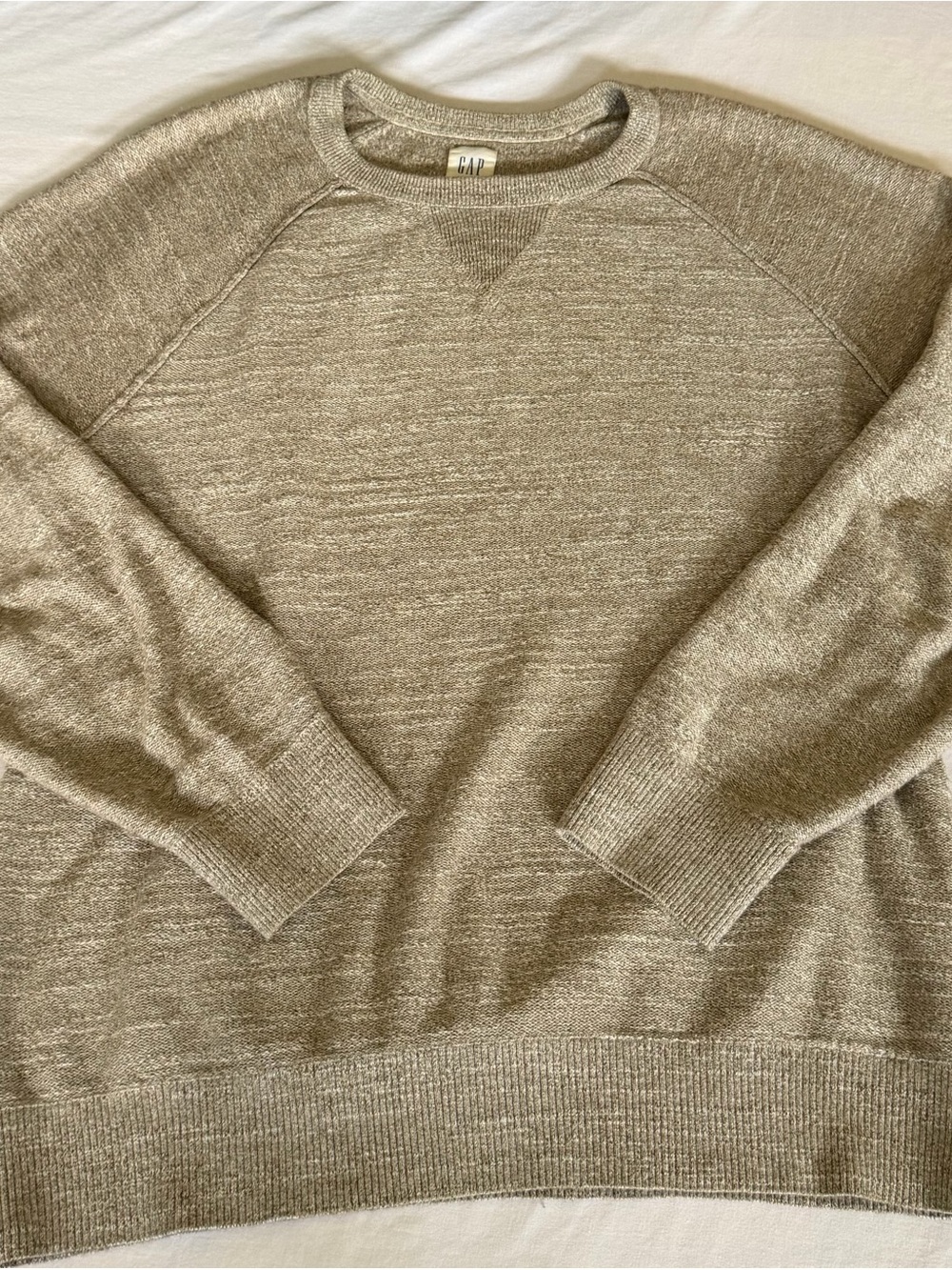 Gap Raglan Crewneck Sweater Men’s Size Medium Beige Knit Top NEW